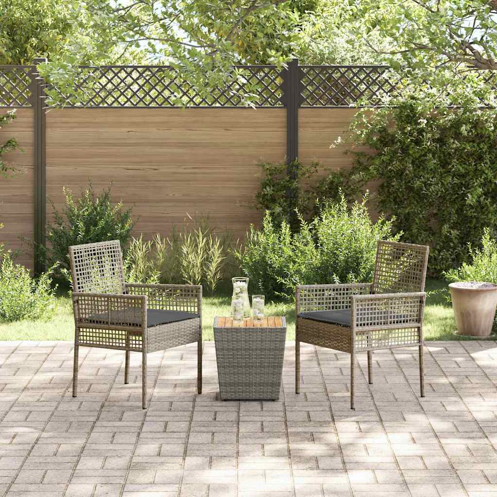 Trädgårds Bistro Set 3 St Grå Konstrotting