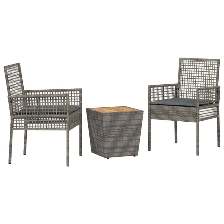 Trädgårds Bistro Set 3 St Grå Konstrotting
