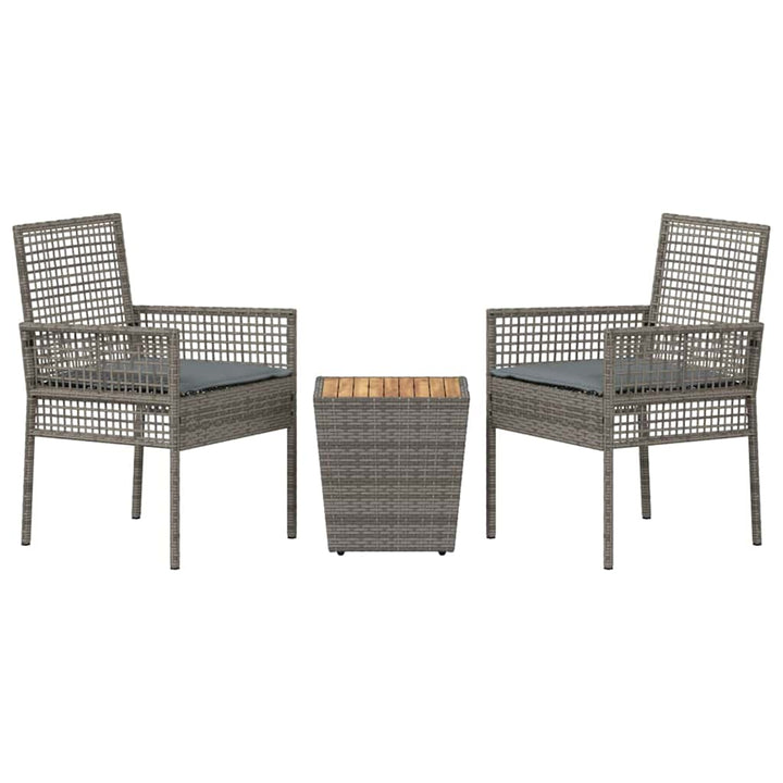 Trädgårds Bistro Set 3 St Grå Konstrotting