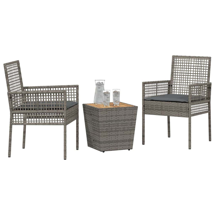 Trädgårds Bistro Set 3 St Grå Konstrotting