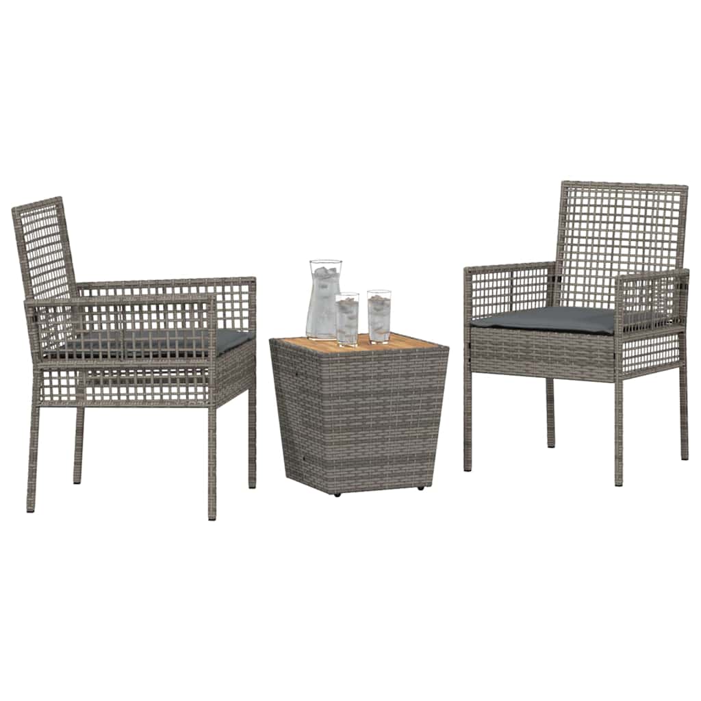 Trädgårds Bistro Set 3 St Grå Konstrotting