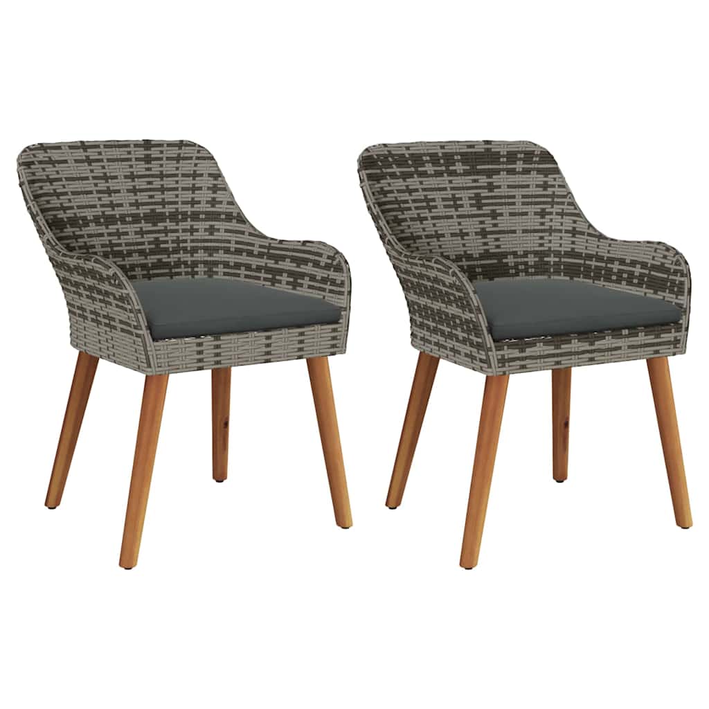 Trädgård Stol 2 Pcs Grå 62,5 X 55 X 82 Cm Konstrotting