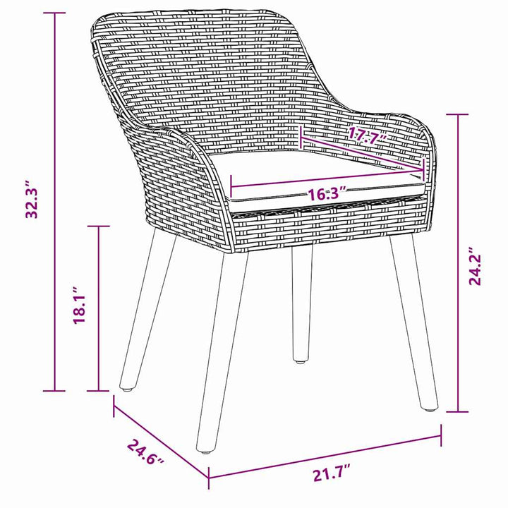Trädgård Stol 2 Pcs Grå 62,5 X 55 X 82 Cm Konstrotting