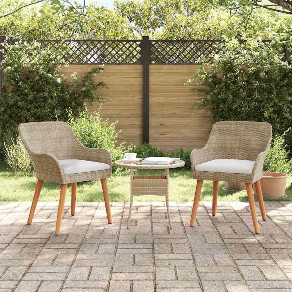 Trädgård Stol 2 Pcs Beige 62,5 X 55 X 82 Cm Konstrotting