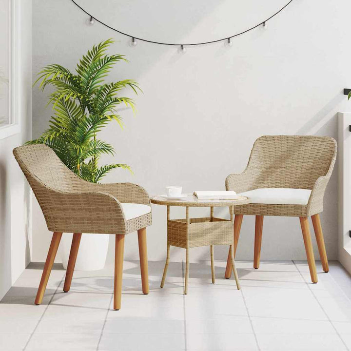 Trädgård Stol 2 Pcs Beige 62,5 X 55 X 82 Cm Konstrotting
