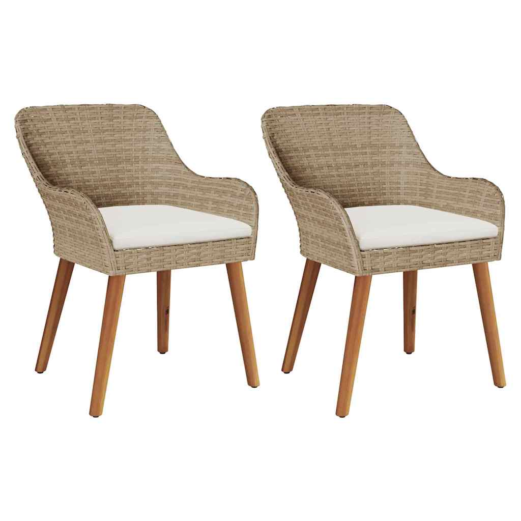 Trädgård Stol 2 Pcs Beige 62,5 X 55 X 82 Cm Konstrotting