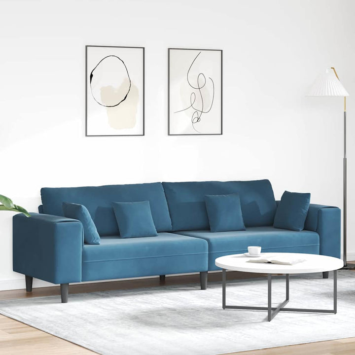 Soffa Blå 250 X 77 X 76 Cm Sammet