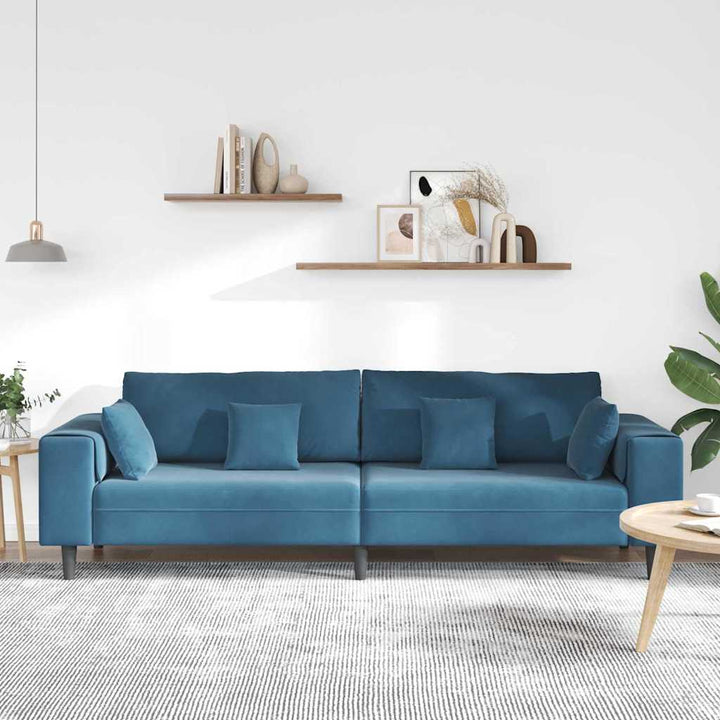 Soffa Blå 250 X 77 X 76 Cm Sammet