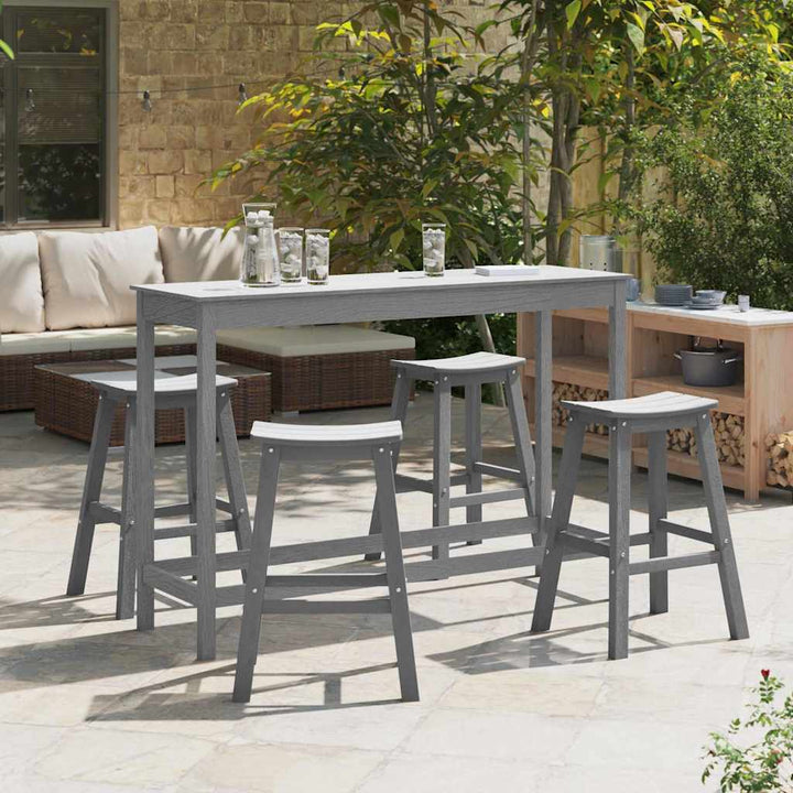 Trädgårds Bar Set 4 Pcs Ljusgrå Hdpe