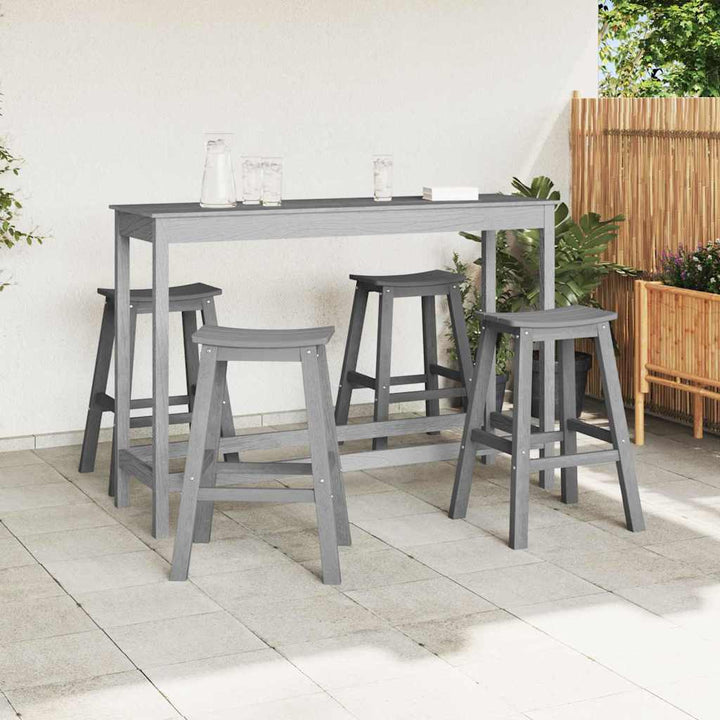 Trädgårds Bar Set 4 Pcs Ljusgrå Hdpe