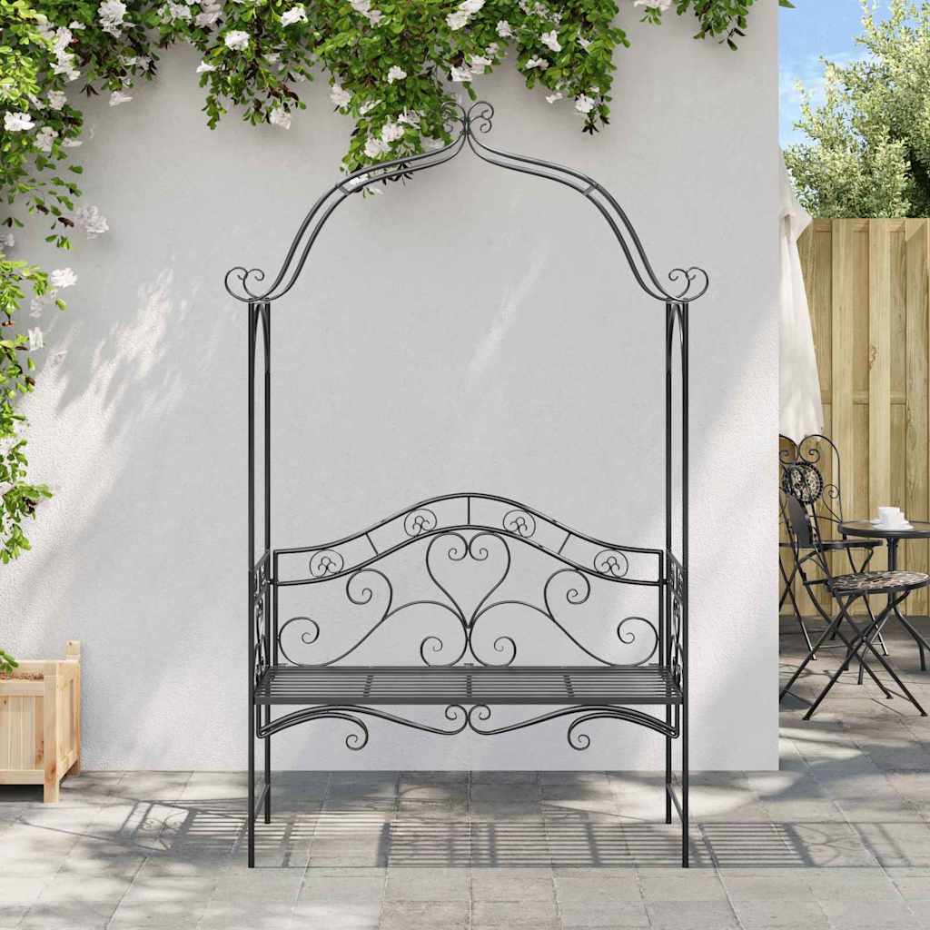 Trädgårdsbänk Svart 121 X 48 X 200 Cm Stål