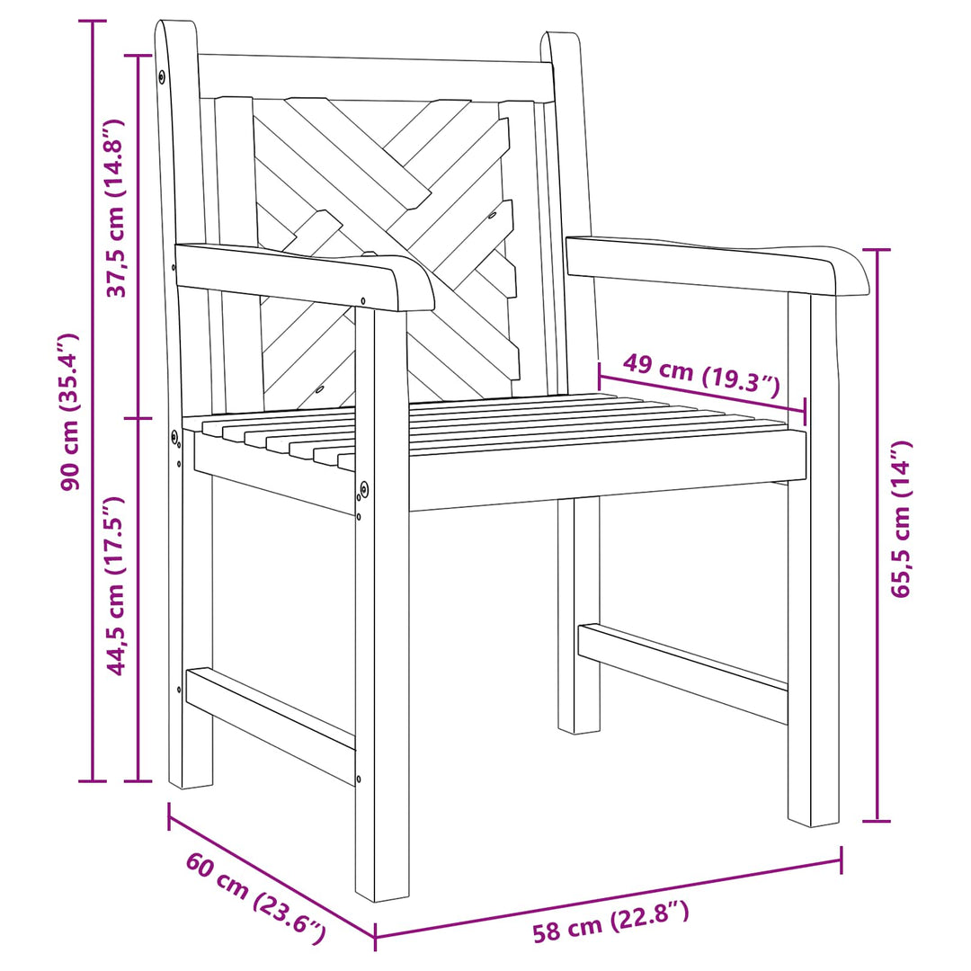 Trädgård Stol 2 Pcs 60 X 58 X 90 Cm Massivt Teakträ