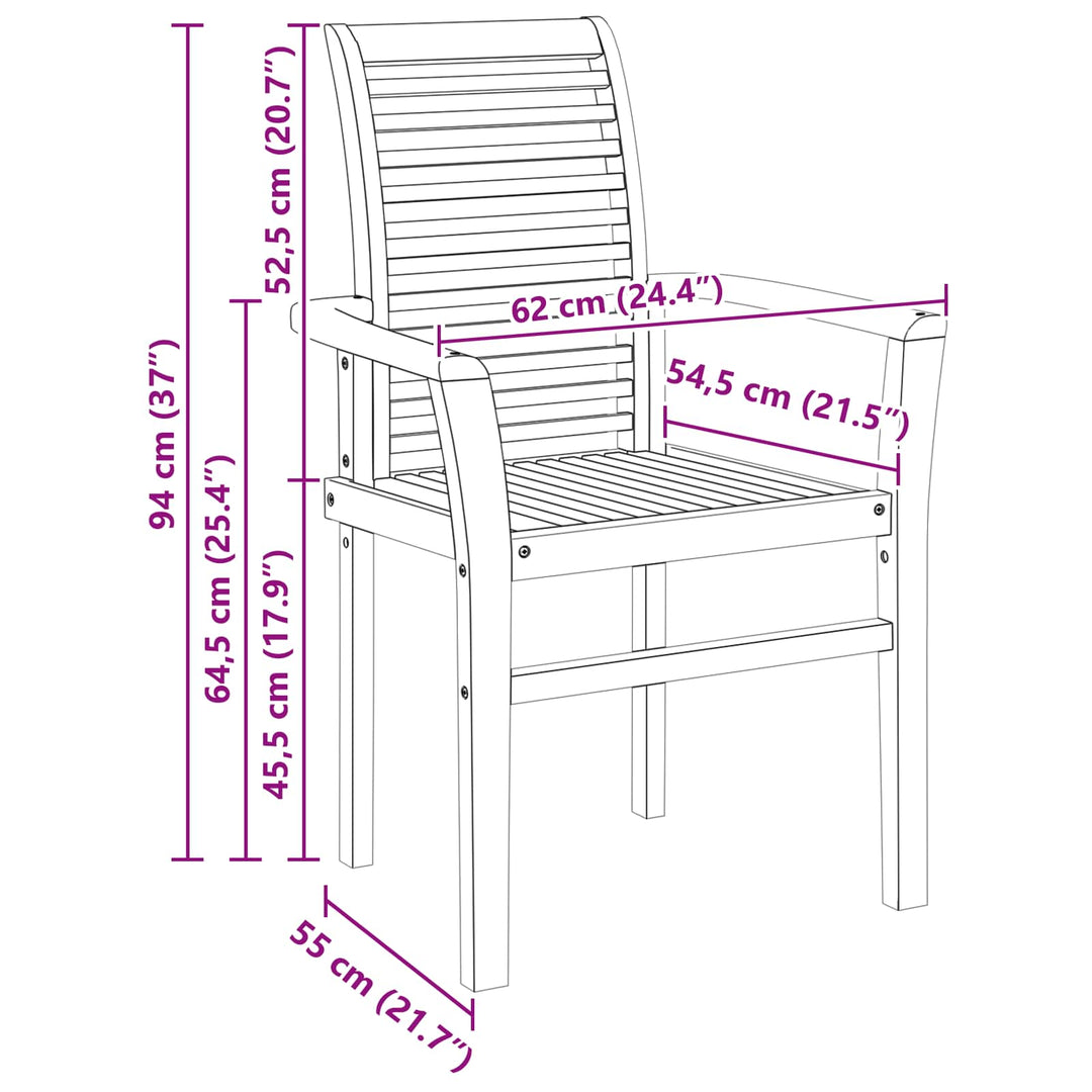 Matstol 2 Pcs Brun 62 X 55 X 94 Cm Massivt Teakträ