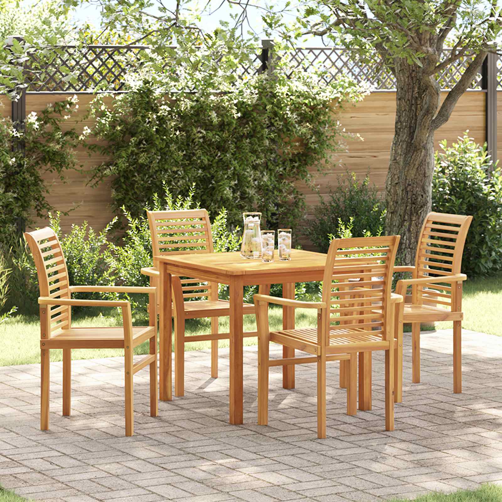 Matstol 4 Pcs Brun 62 X 55 X 94 Cm Massivt Teakträ