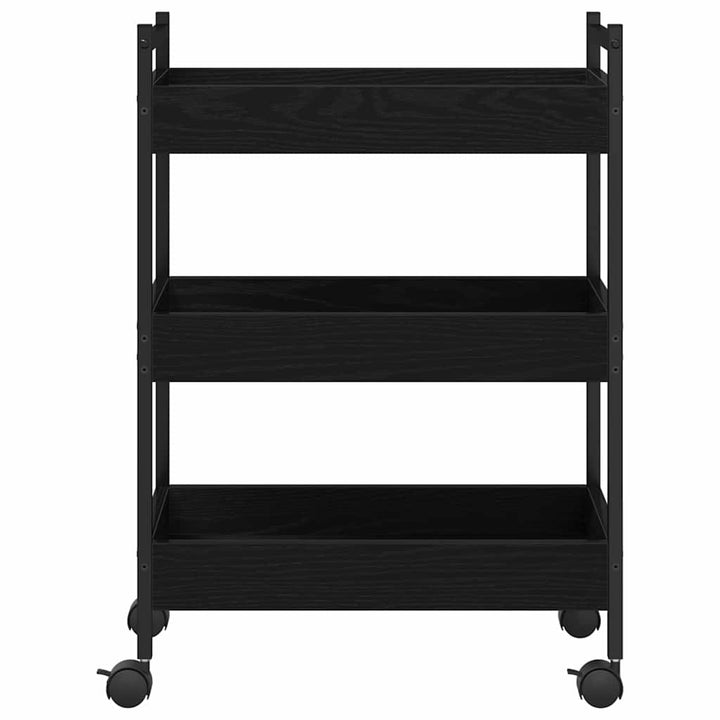 Köksvagn Svart Ek 50 X 30 X 70 Cm Konstruerat Trä