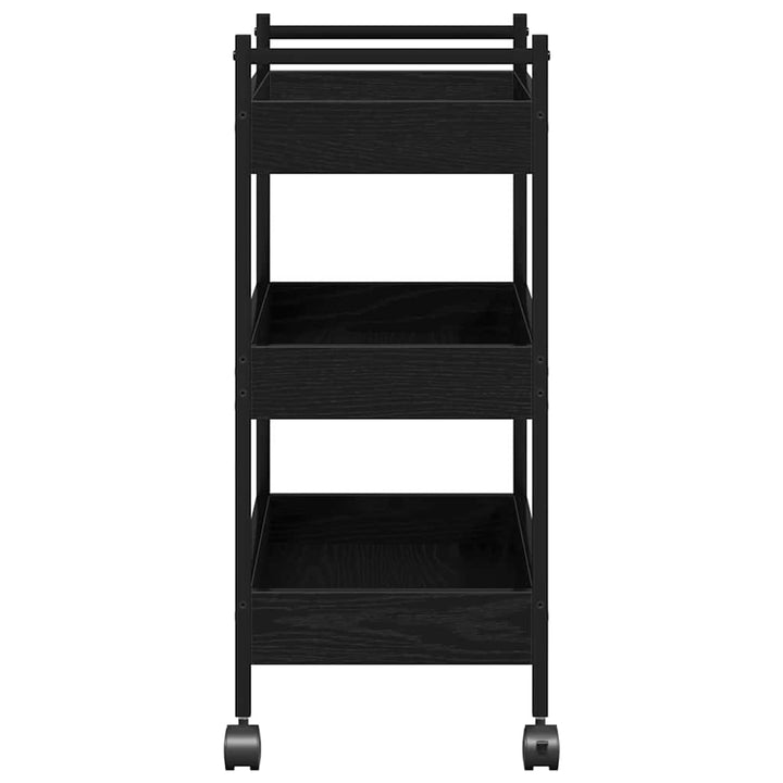 Köksvagn Svart Ek 50 X 30 X 70 Cm Konstruerat Trä