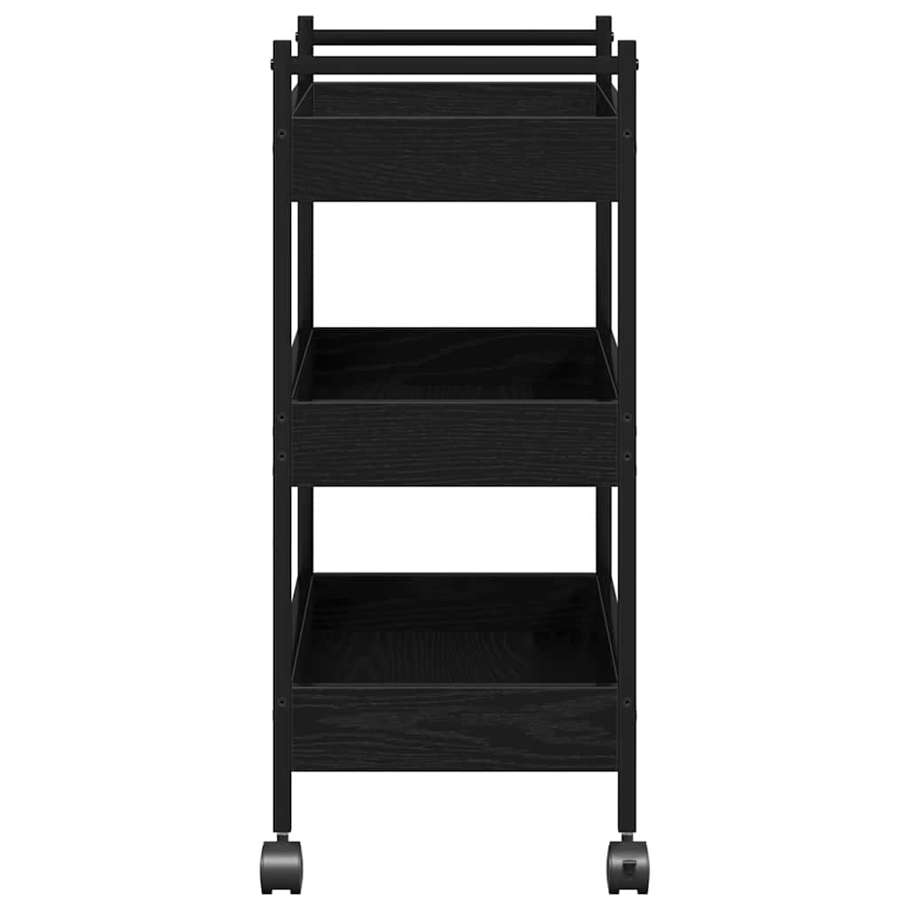 Köksvagn Svart Ek 50 X 30 X 70 Cm Konstruerat Trä