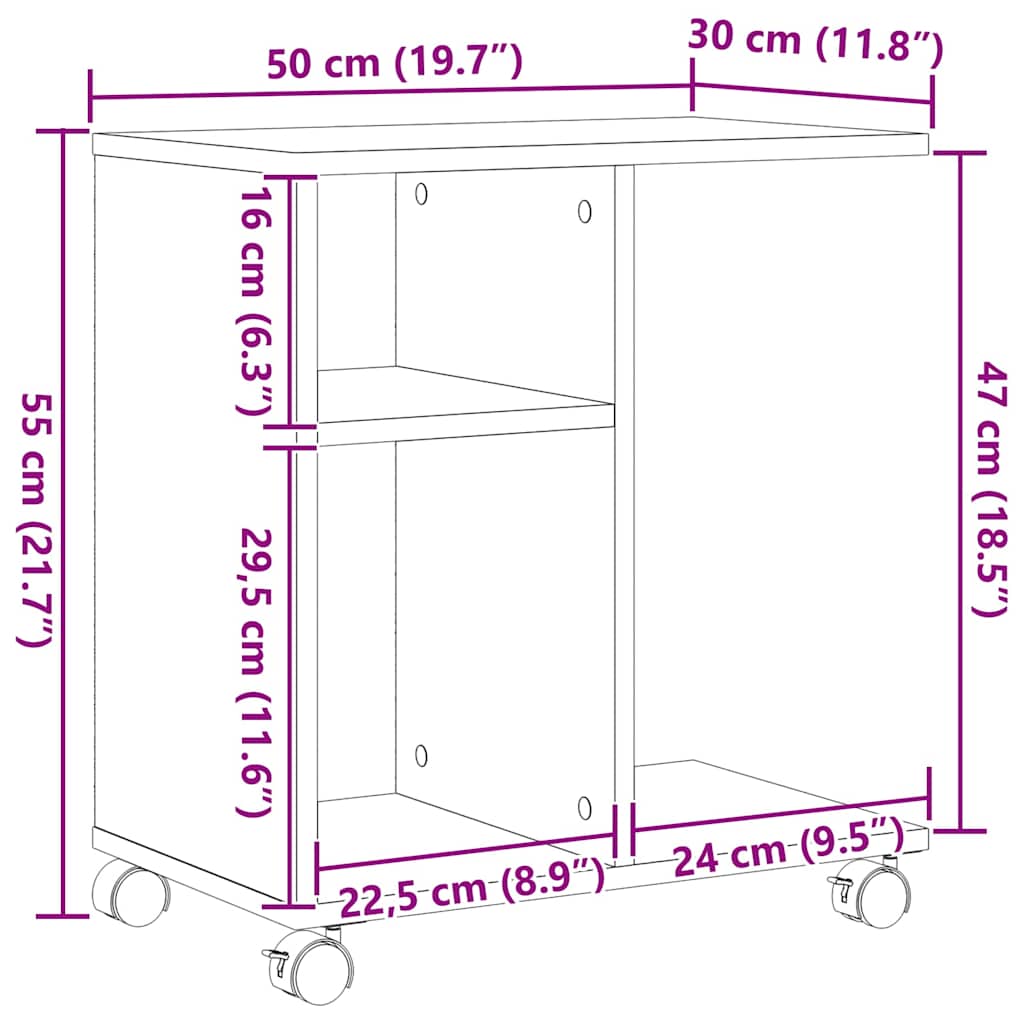 Sidobord Artisan Ek 50 X 30 X 55 Cm Konstruerat Trä