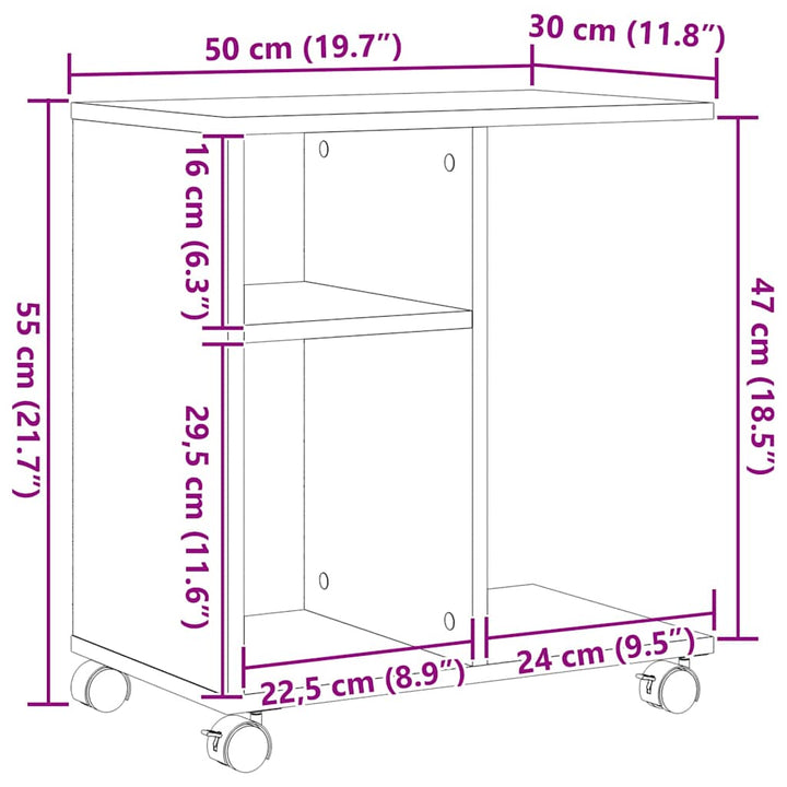 Sidobord Svart Ek 50 X 30 X 55 Cm Konstruerat Trä