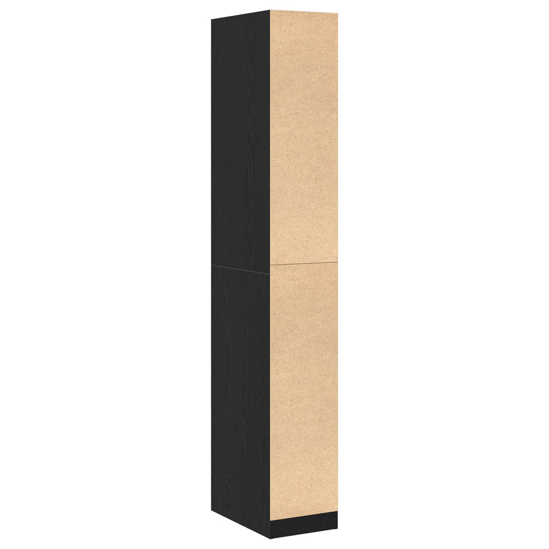 Garderob Med Hylla Svart Ek 30 X 50 X 200 Cm Konstruerat Trä