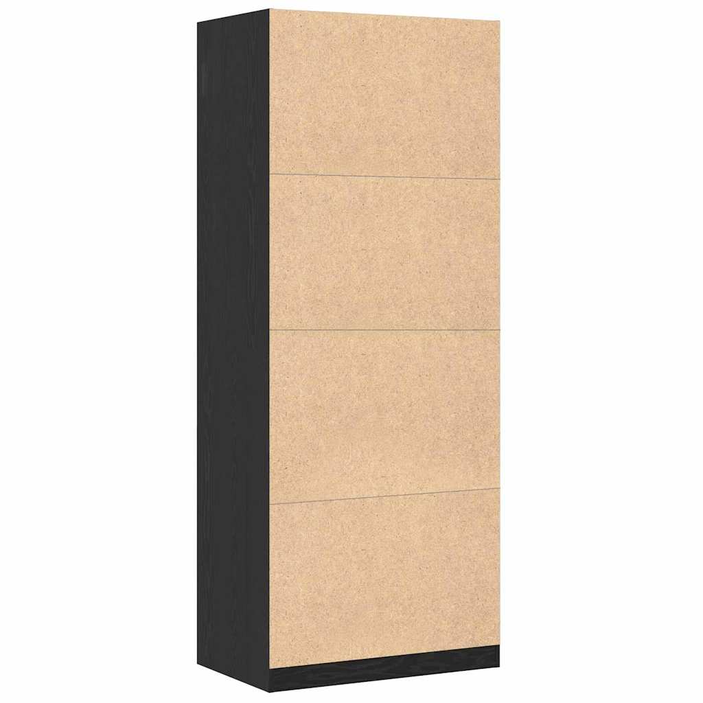 Garderob Med Hylla Svart Ek 80 X 50 X 200 Cm Konstruerat Trä