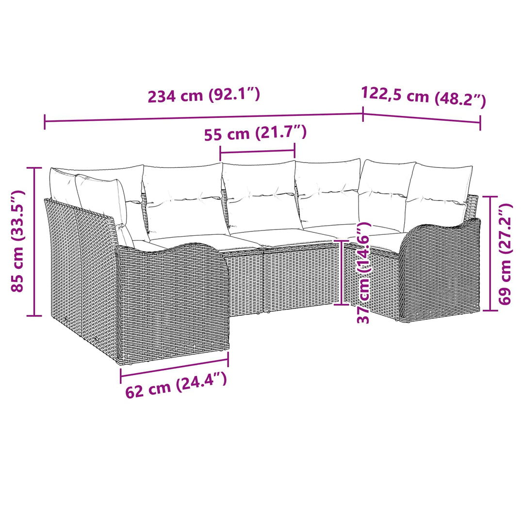 Soffset 6 St Grå [Syntetisk]: Poly Rattan