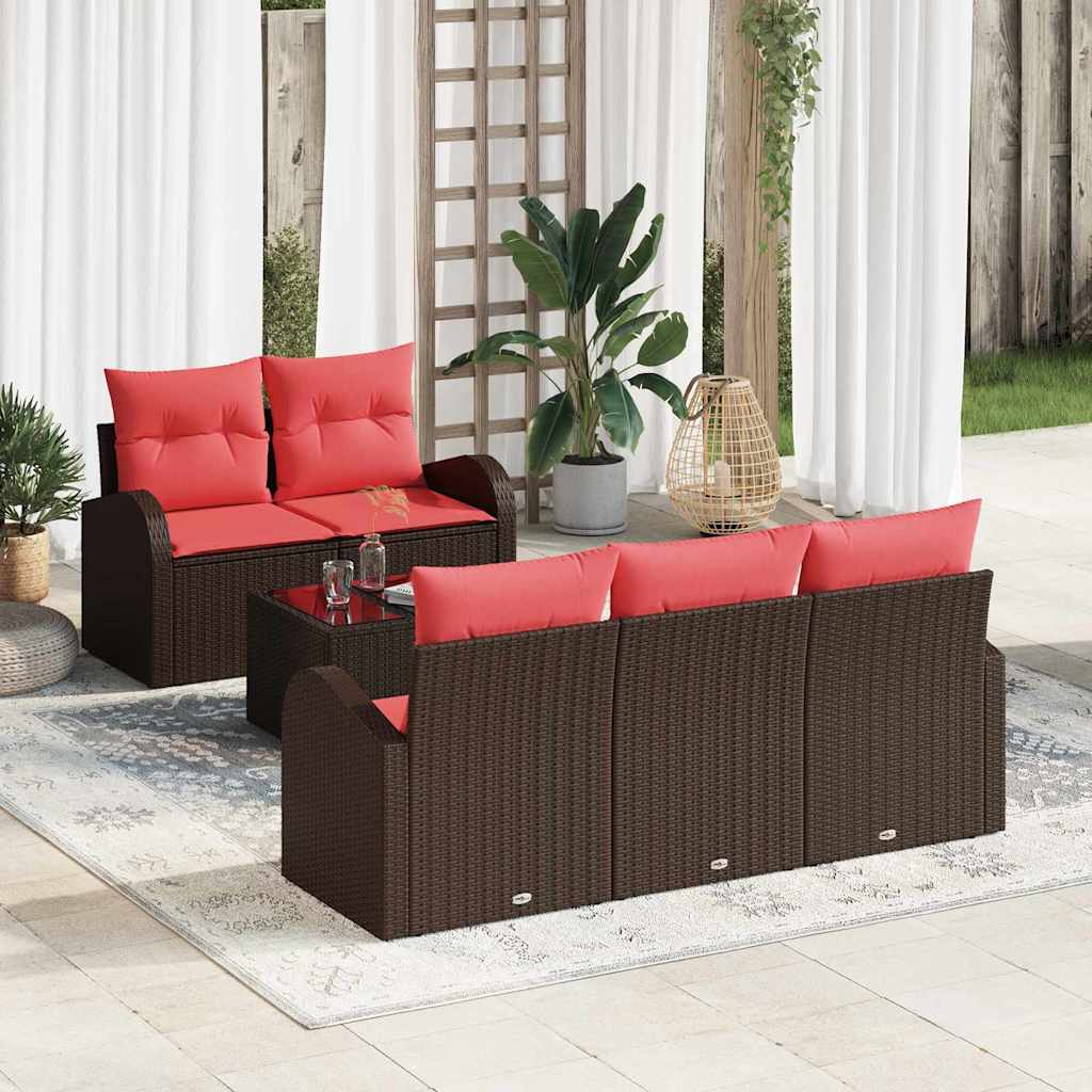 Soffset 6 St 5-Antal Sittplatser Brun Polyester