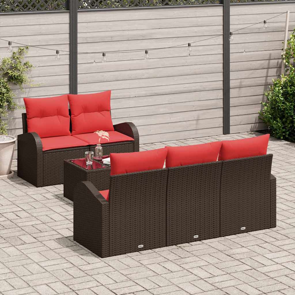 Soffset 6 St 5-Antal Sittplatser Brun Polyester
