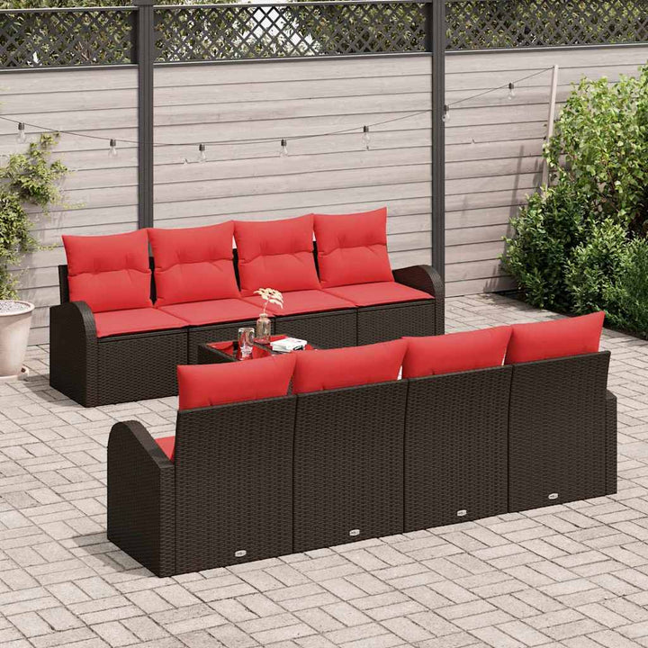 Soffset 9 St 6-Antal Sittplatser Brun Och Röd Polyester