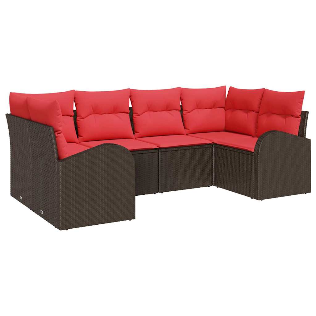 Trädgårdsoffset 6 St Brun [Syntetisk]: Poly Rattan