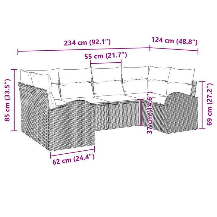 Trädgårdsoffset 6 St Brun [Syntetisk]: Poly Rattan
