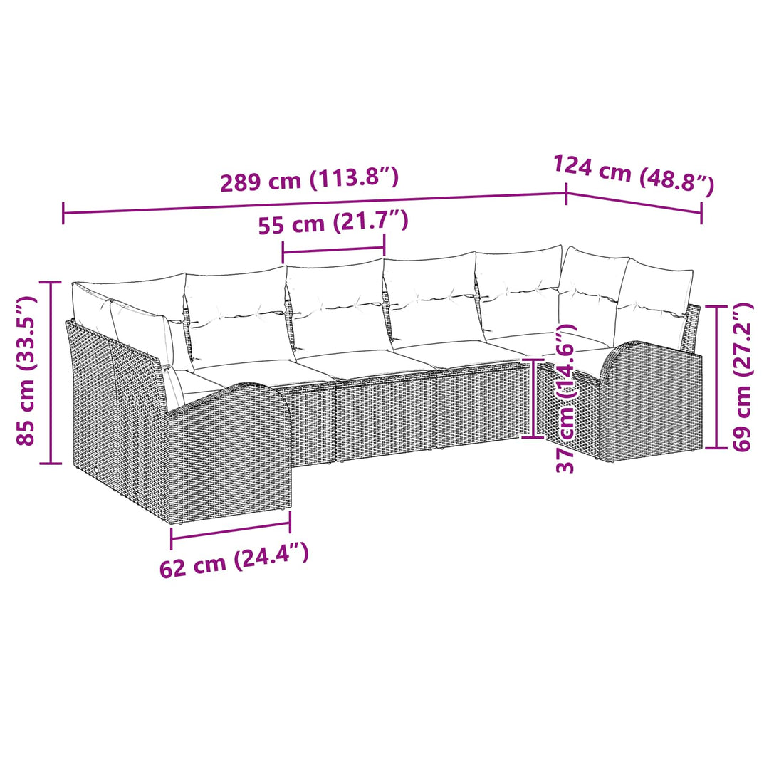 Trädgårdsoffset 7 St Brun [Syntetisk]: Poly Rattan