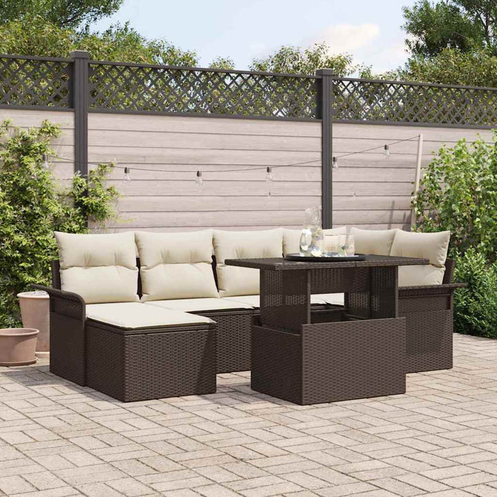 Trädgårdsoffset 7 St Brun Poly Rattan