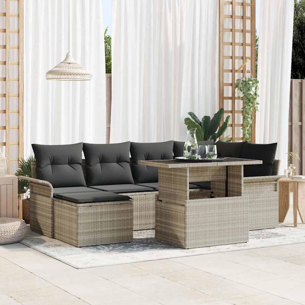 Trädgårdsoffset 7 St Brun Poly Rattan