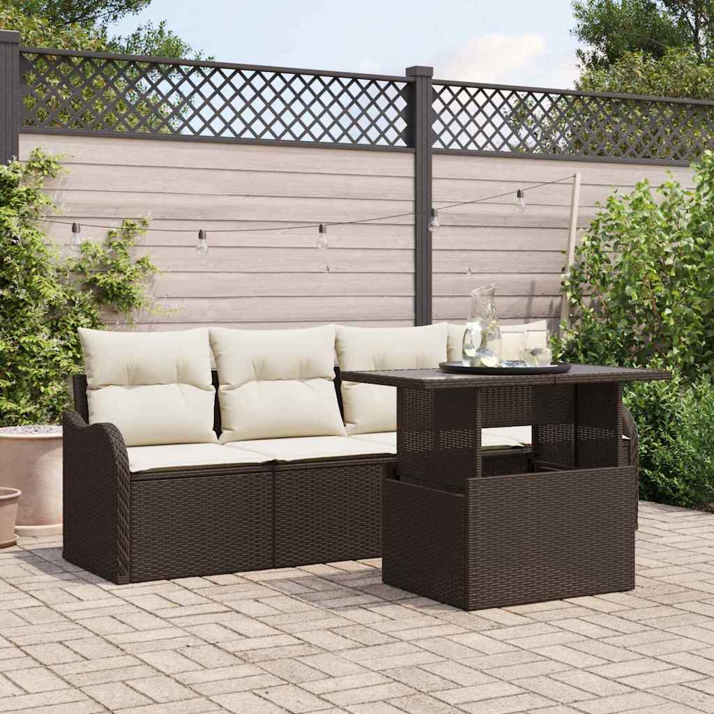 Trädgårdsoffset 5 St Brun Poly Rattan