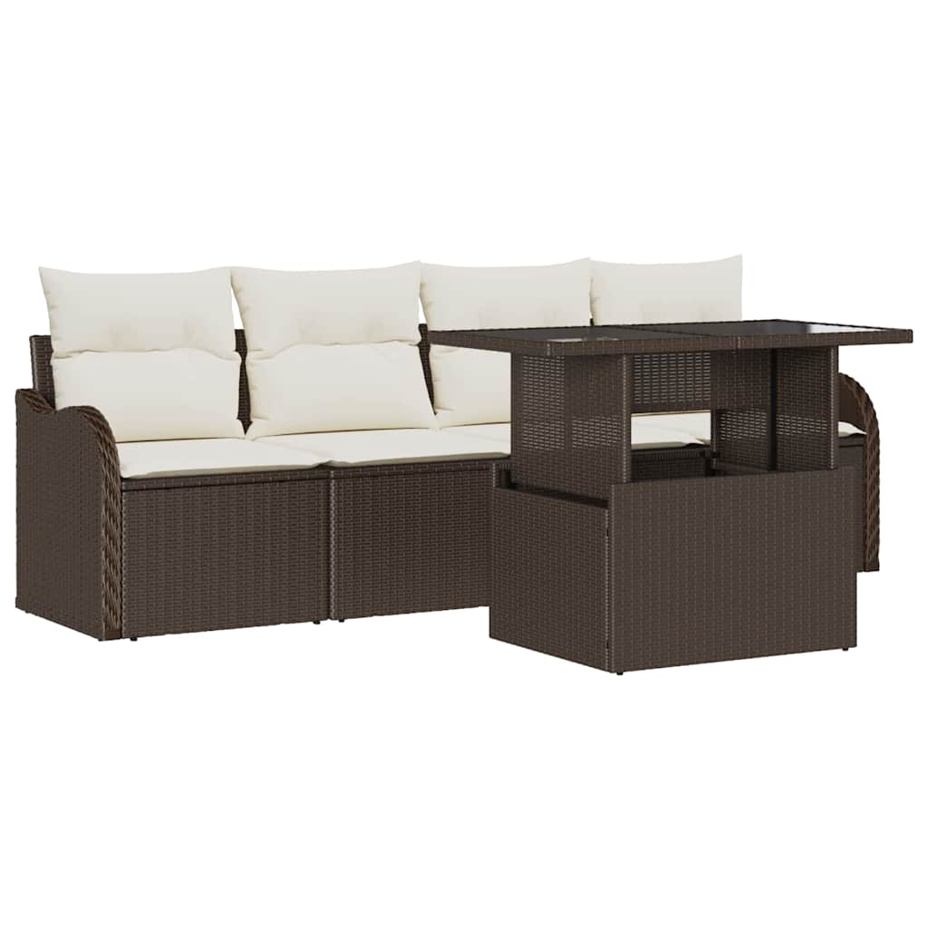 Trädgårdsoffset 5 St Brun Poly Rattan
