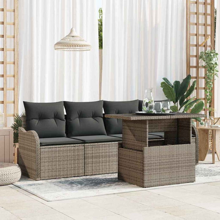 Trädgårdsoffset 5 St Brun Poly Rattan