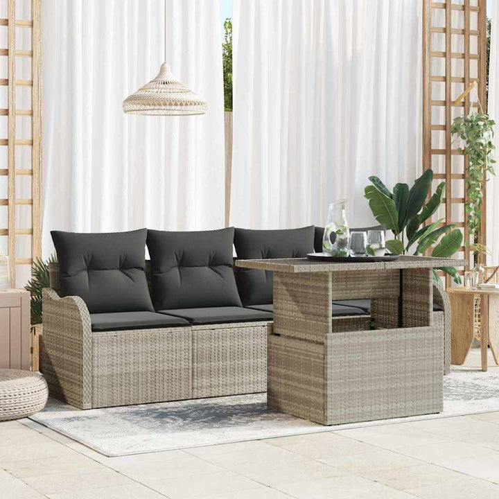 Trädgårdsoffset 5 St Brun Poly Rattan