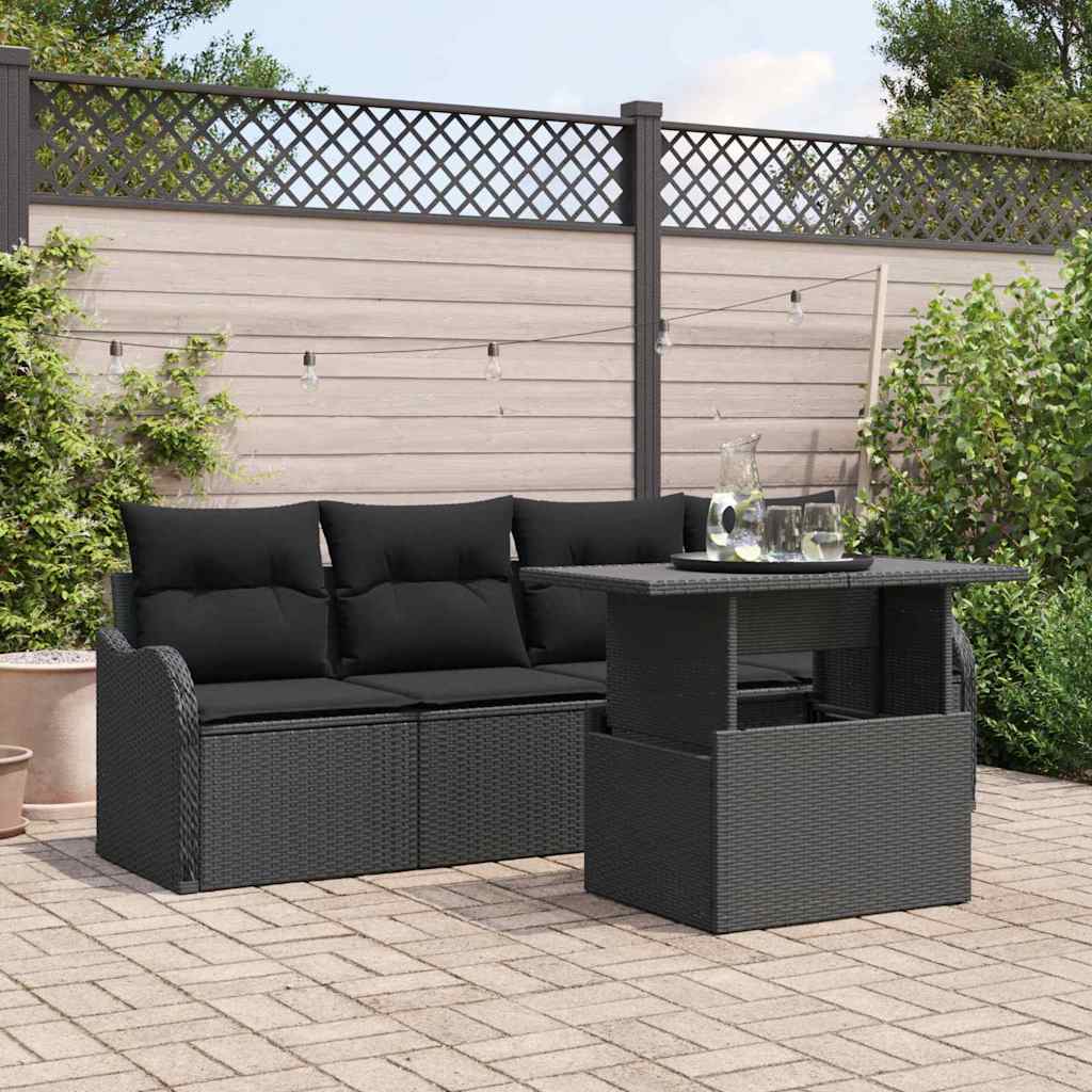 Trädgårdsoffset 5 St Brun Poly Rattan