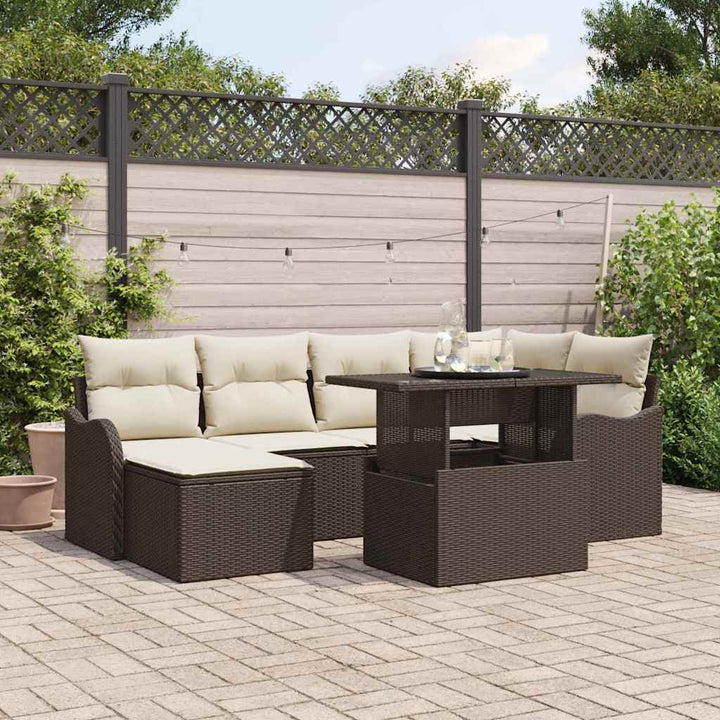 Trädgårdsoffset 7 St Brun Poly Rattan