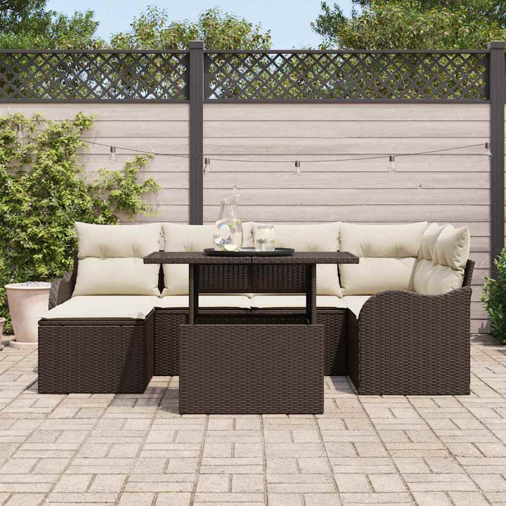 Trädgårdsoffset 7 St Brun Poly Rattan