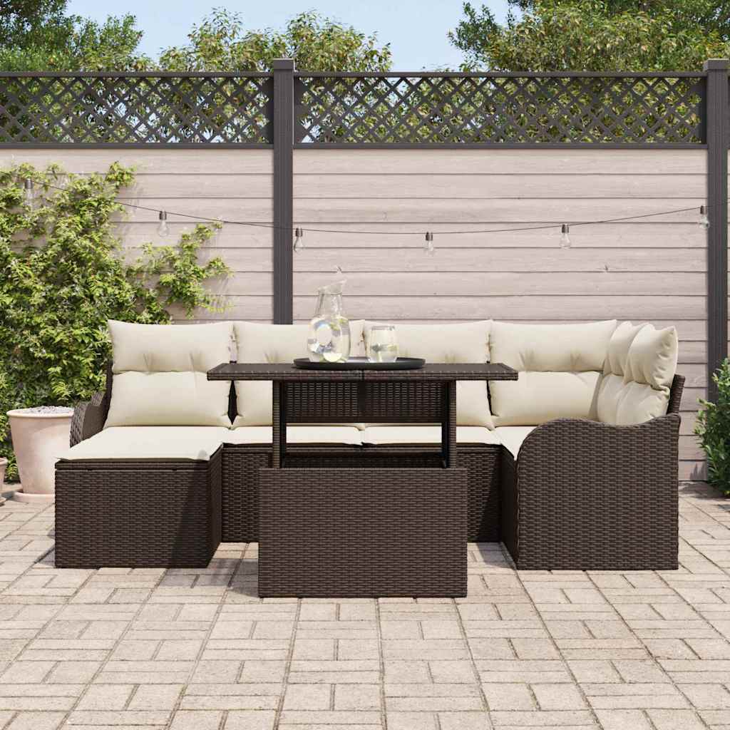 Trädgårdsoffset 7 St Brun Poly Rattan