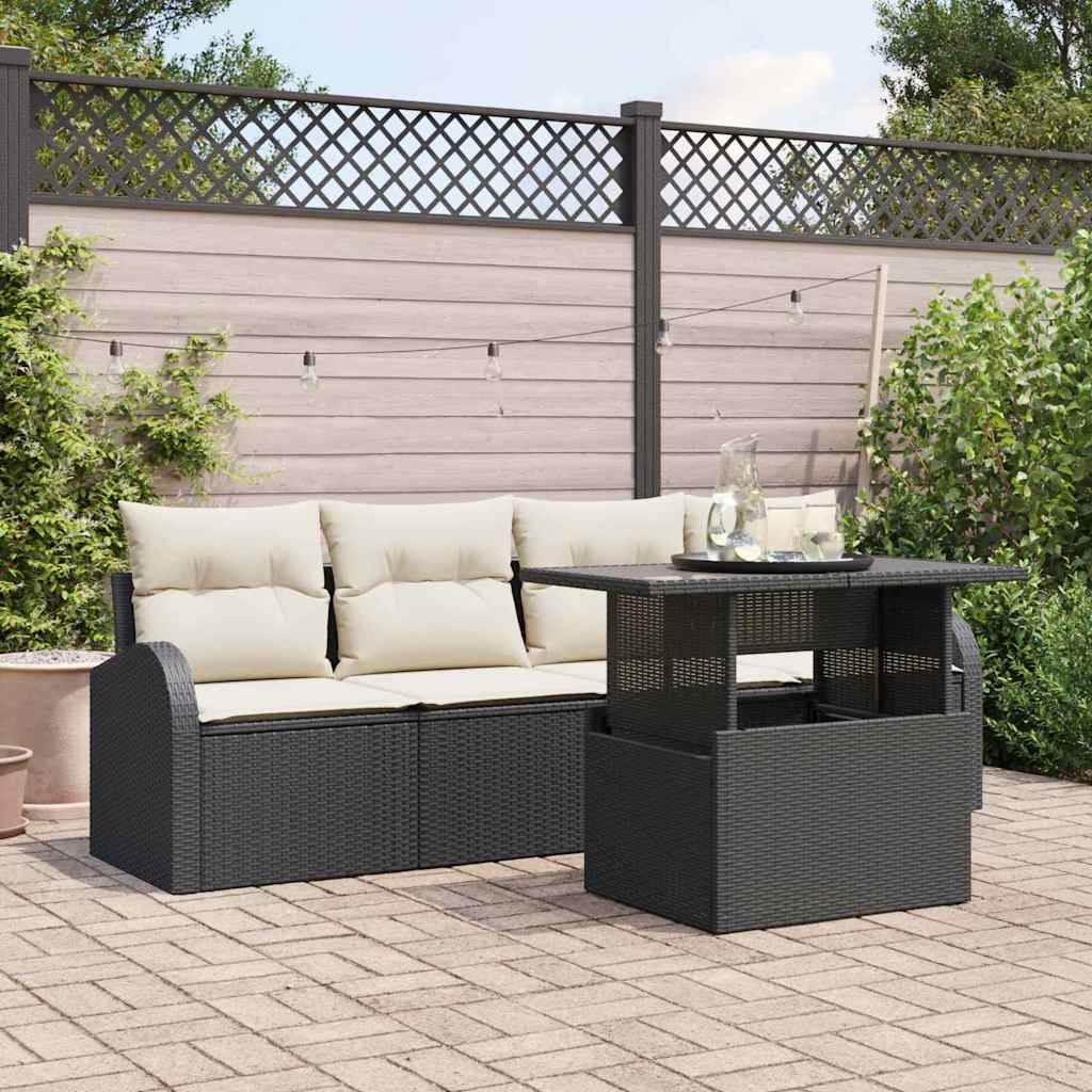 Trädgårdsoffset 5 St Brun Poly Rattan