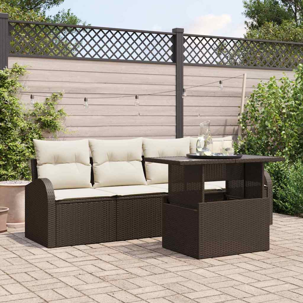 Trädgårdsoffset 5 St Brun Poly Rattan