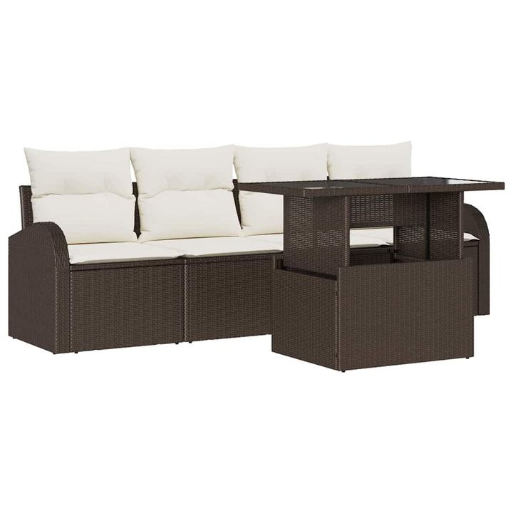 Trädgårdsoffset 5 St Brun Poly Rattan