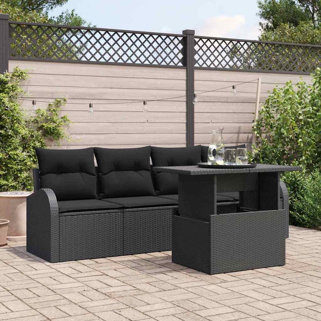 Trädgårdsoffset 5 St Brun Poly Rattan