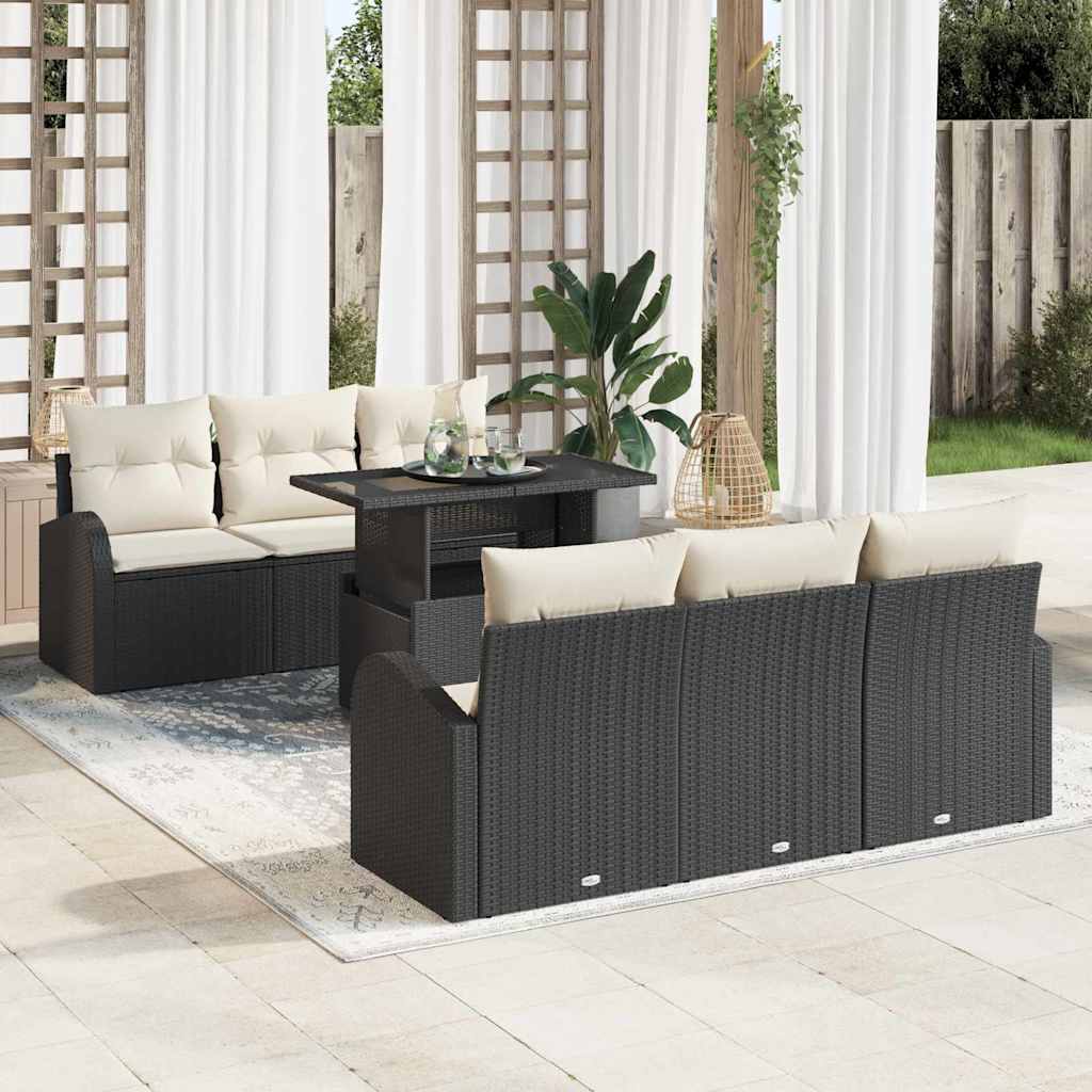 Trädgårdsoffset 7 St Brun Poly Rattan