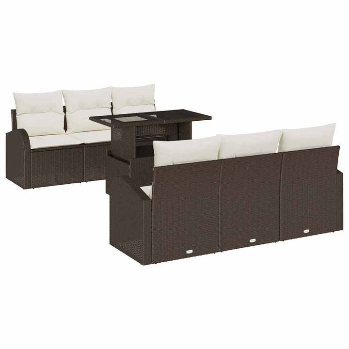 Trädgårdsoffset 7 St Brun Poly Rattan