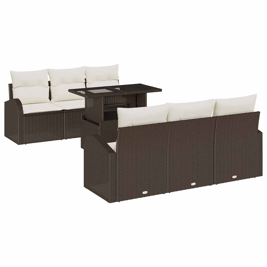 Trädgårdsoffset 7 St Brun Poly Rattan