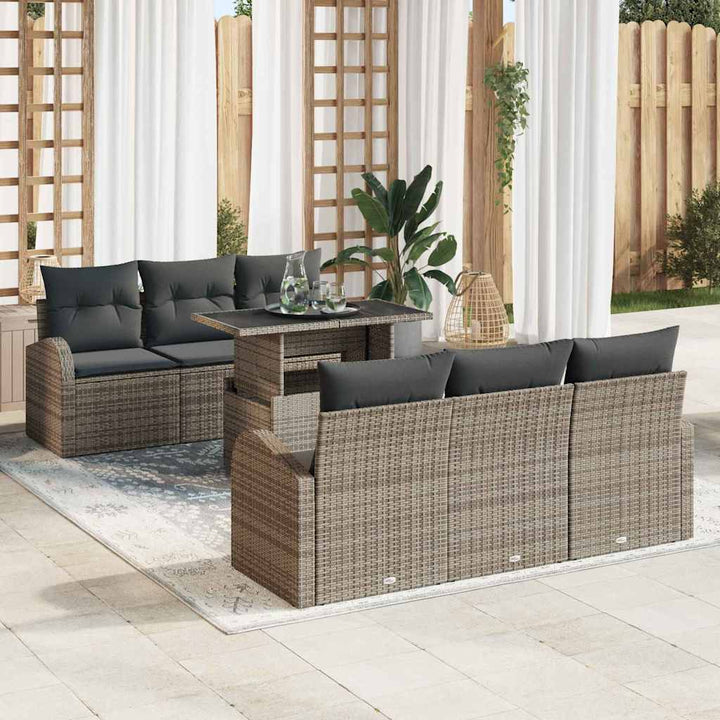 Trädgårdsoffset 7 St Brun Poly Rattan